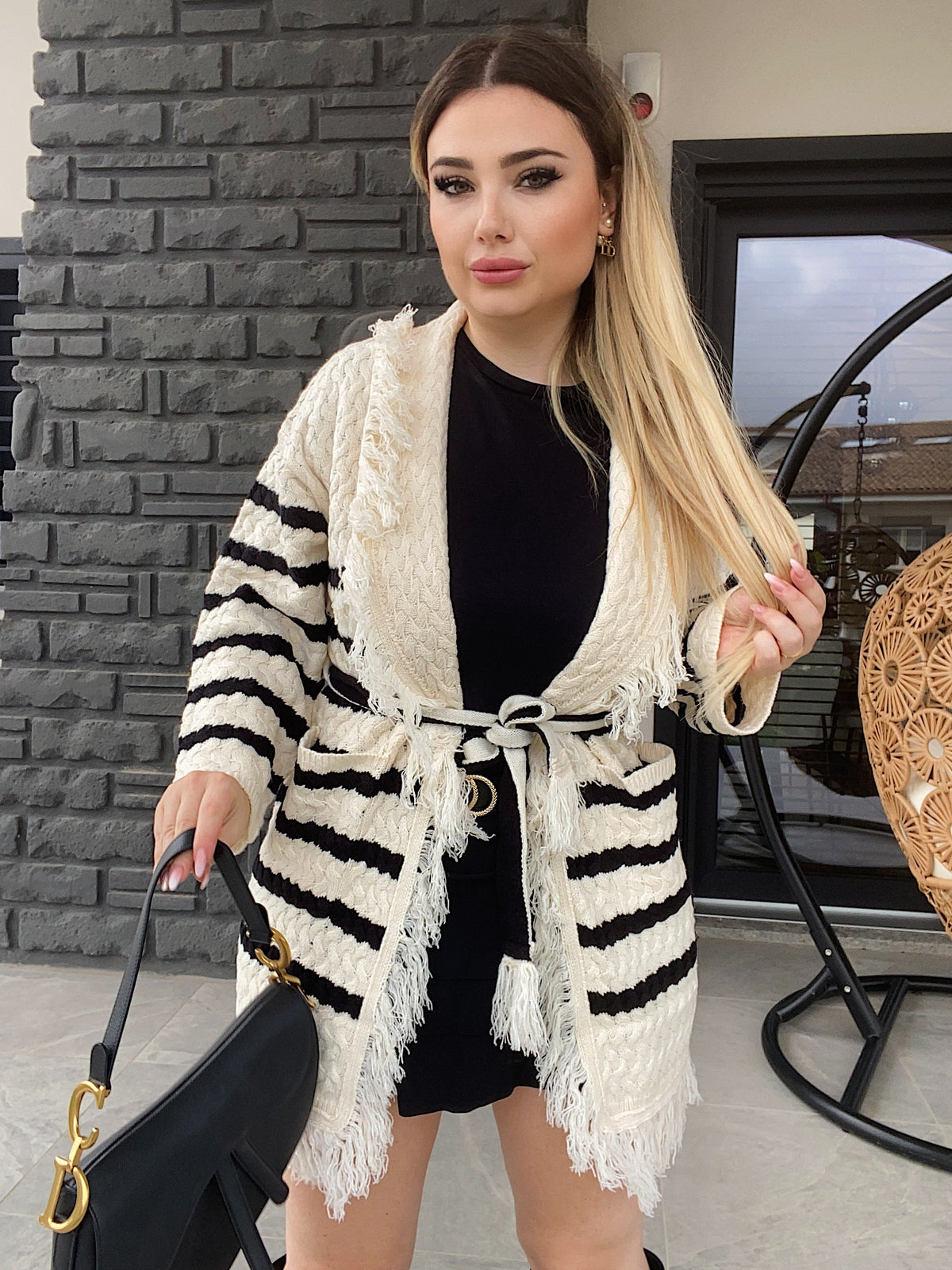 Cardigan bianco nero