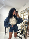 Maglioncino con dettaglio in denim