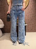 Completo Denim Lace Icon – Corsetto & Jeans Wide Leg