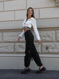 Camicia crop con cintura