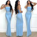 Abito a fascia bustier con gonna in velo carta da zucchero