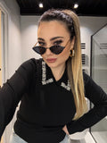 Maglioncino nero con strass e perle