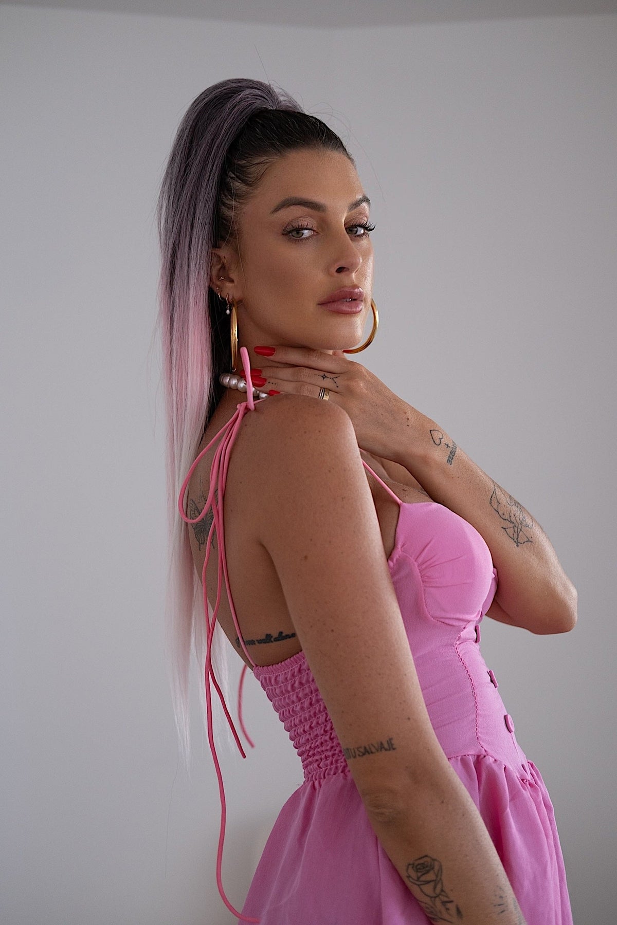 Coda liscia con Coulisse Rosa Degradè
