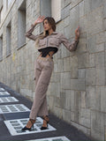 Completo giacca e pantalone cargo Camel