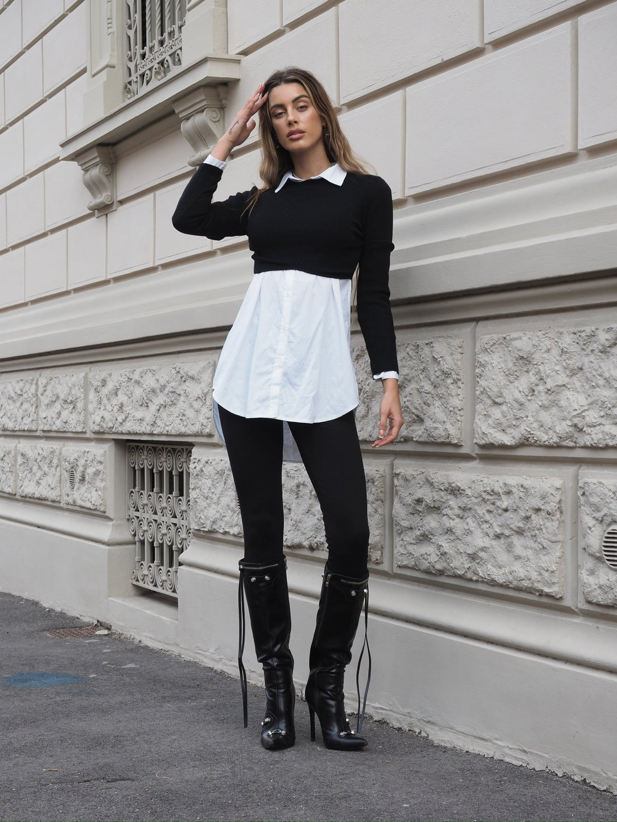 Camicia over bianca senza taschino