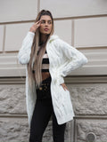 Cardigan bianco a trecce