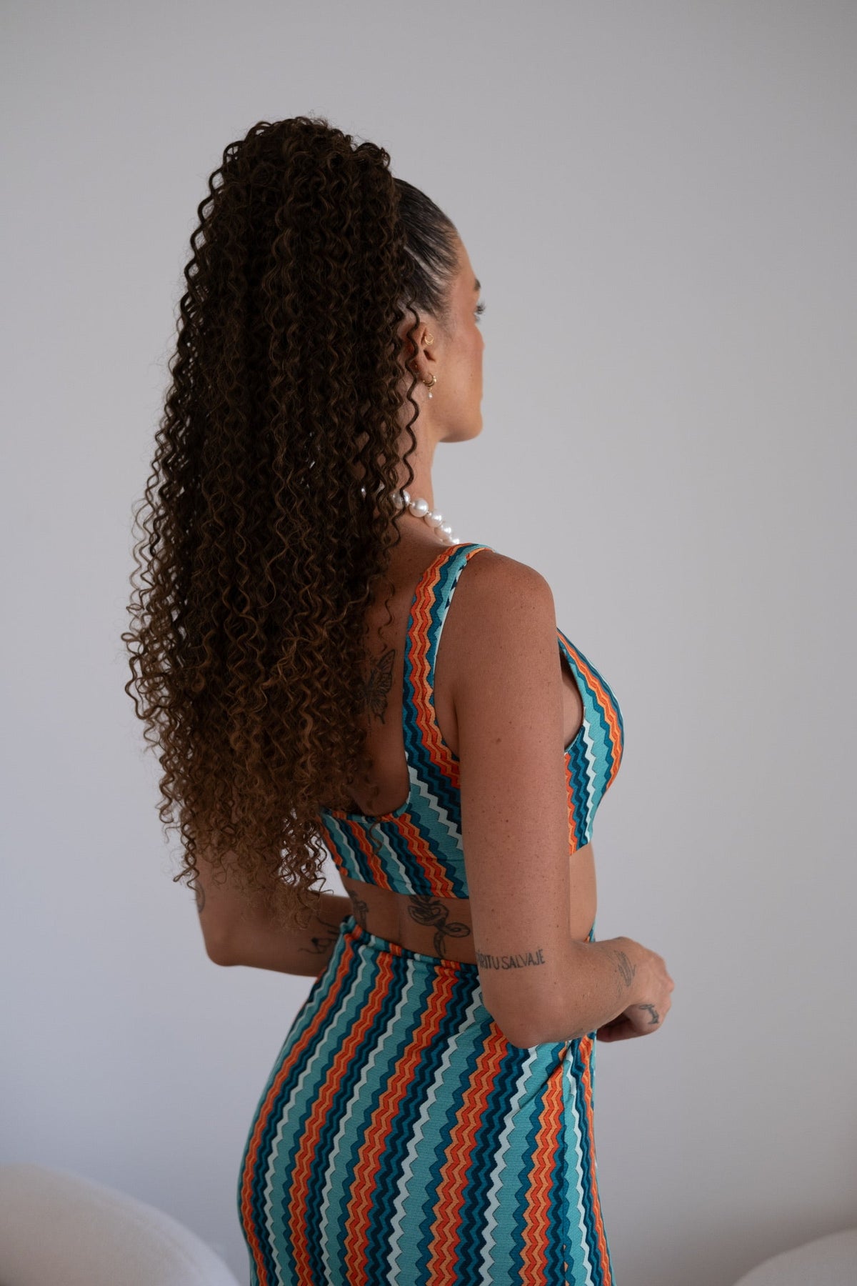 Coda #t2/30 Riccio afro con coulisse castano degradè