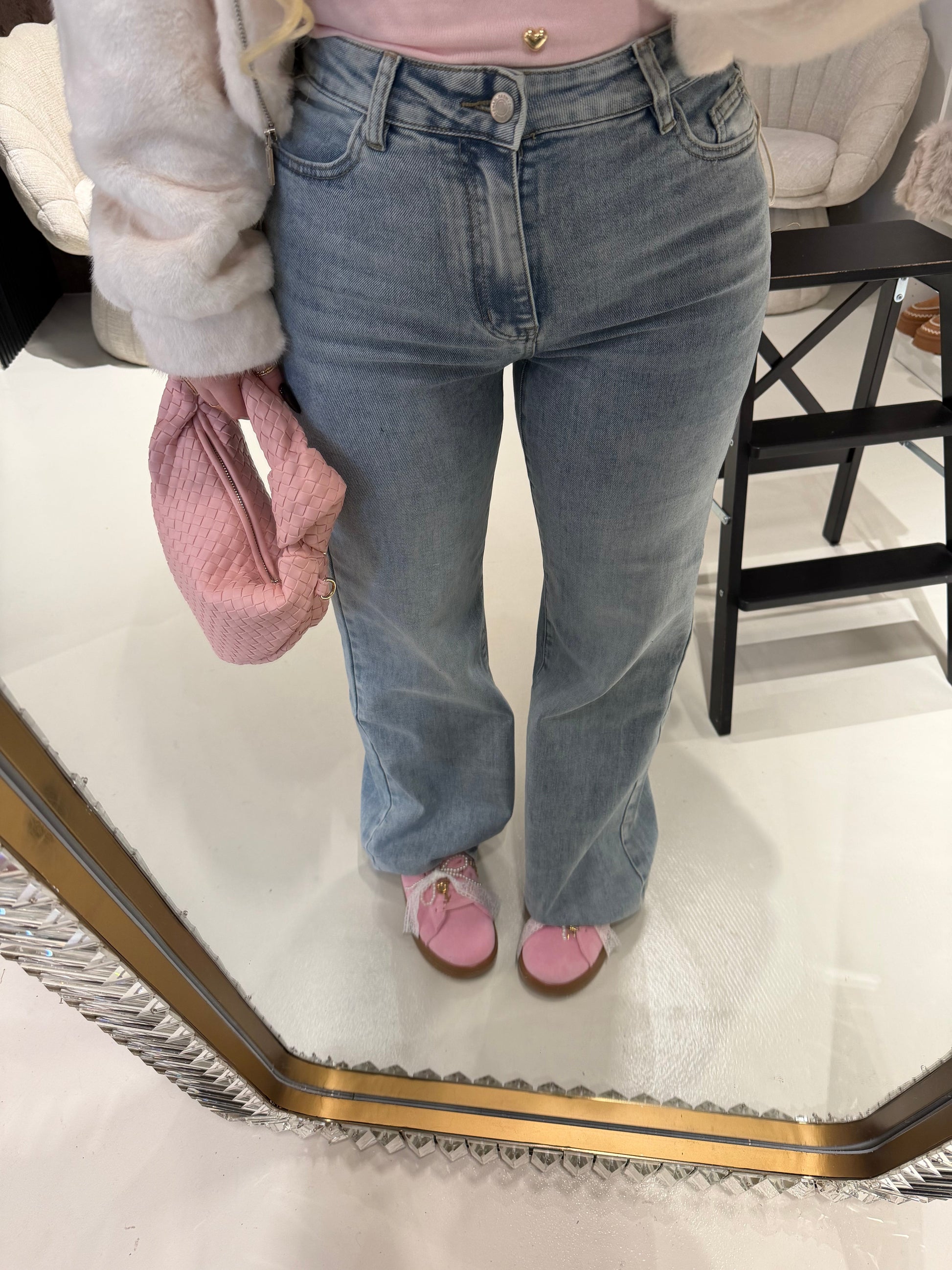 Jeans Basic Wide Leg Denim Chiaro