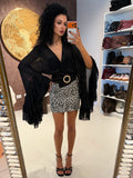 Blusa Nera Elegante con Maniche a Rouches