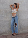 Set Bralette e slip bianco a fiori