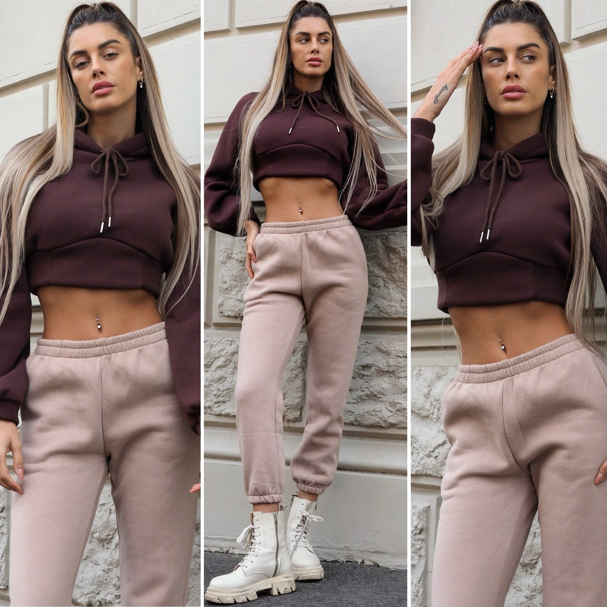 Felpa crop choco con lacci