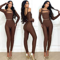 Tuta aderente con spacco brown