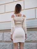Abito in maglia con strass burro