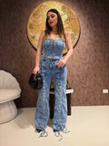 Completo Denim Lace Icon – Corsetto & Jeans Wide Leg