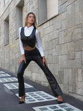 Completo smanicato e pantalone ecopelle