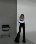 Set due pezzi t-shirt e Pantalone in pizzo a zampa