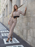 Completo giacca e pantalone cargo Camel