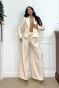 Set pantalone e giacca cipria