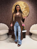 Cardigan lungo traforato