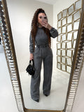 Completo felpa e pantalone effetto denim