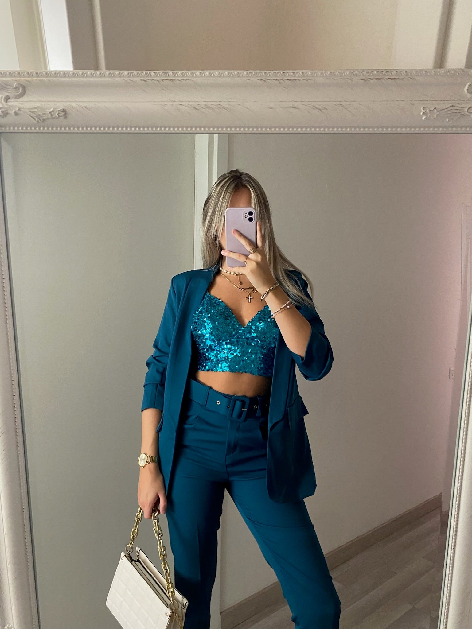 Completo giacca e pantalone Petrolio