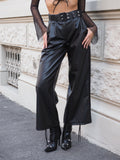 Pantalone ecopelle con cintura