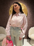 Camicia Satin Gioiello con Spalle Ricamate