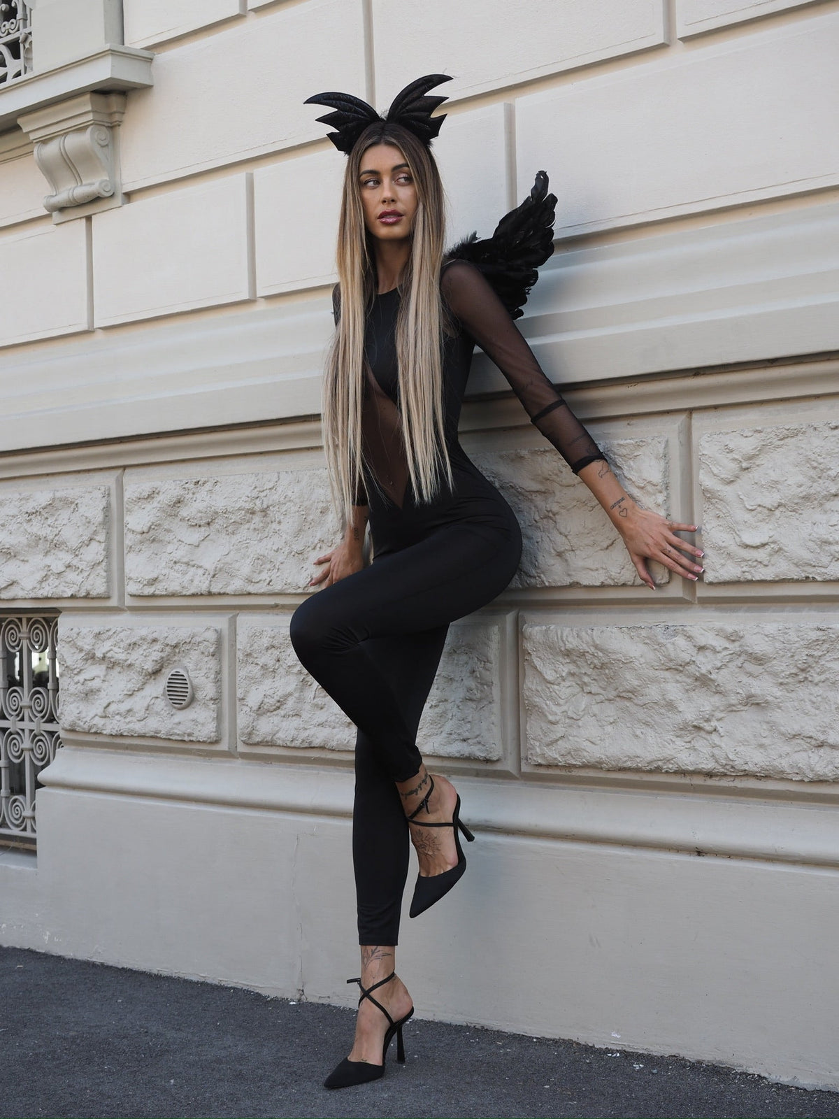 Tuta aderente con trasparenza (Dark Angel)