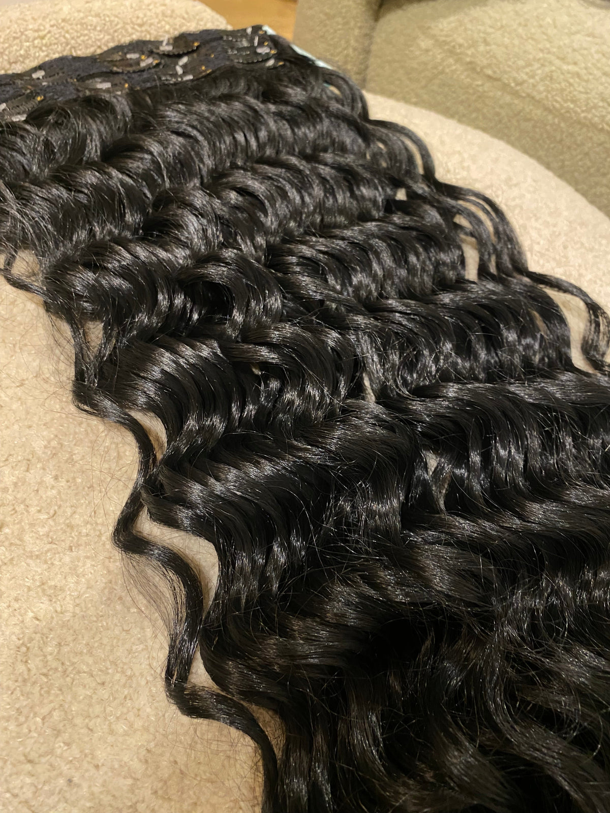 Maxi fascia 7 clip onde morbide con clip nero