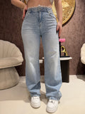 Jeans con brillantini e pizzo
