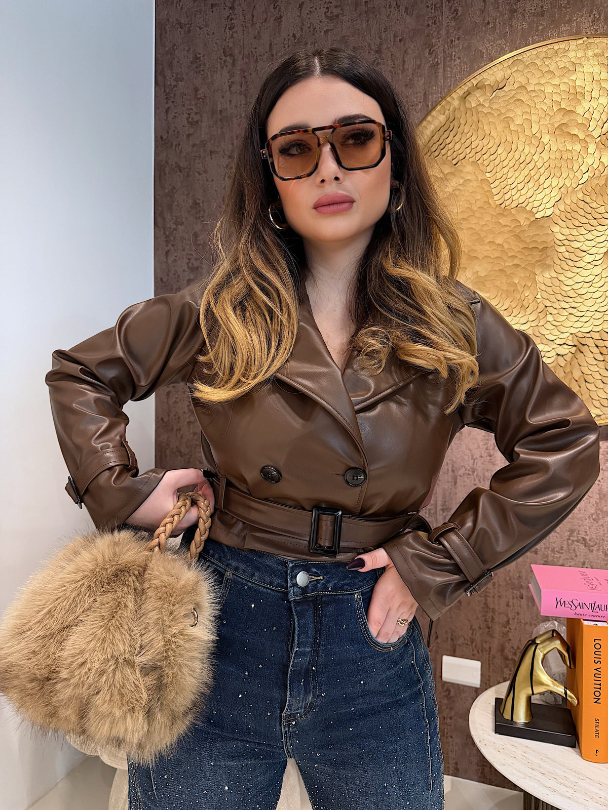 Trench corto donna con cintura