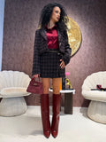 Completo in tweed nero bordeaux