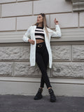 Cardigan bianco a trecce