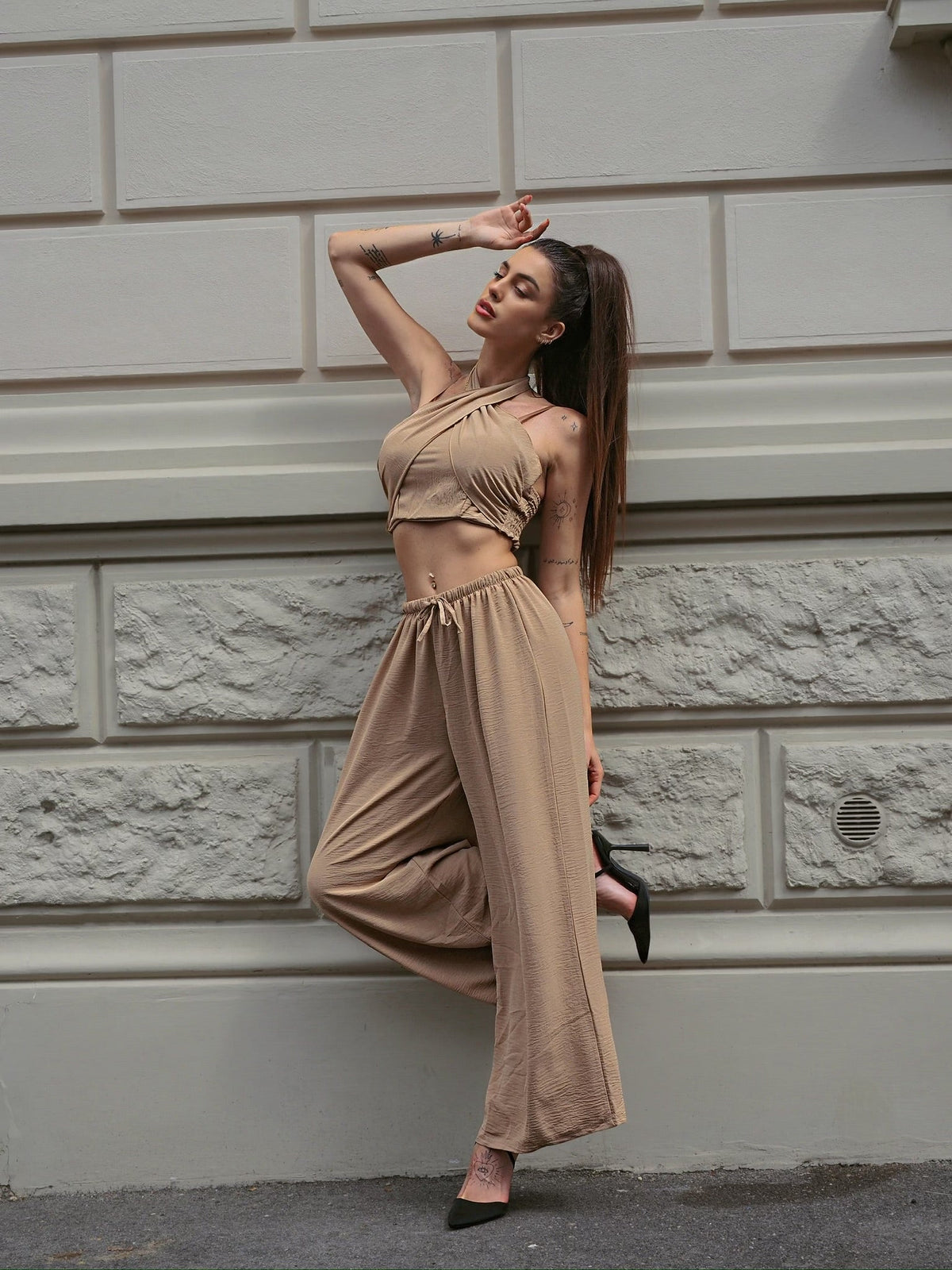 Completo top e pantalone Camel