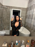 Body nero a V con trasparenza