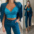 Completo giacca e pantalone Petrolio
