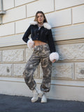 Pantalone cargo military beige