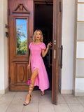 Abito scollo a barca rosa barbie