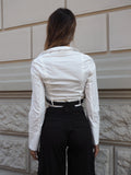 Camicia crop con cintura