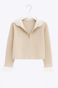 Felpa con pizzo bianco