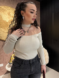 Maglia a costine con choker