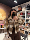 Giacca check con pelo