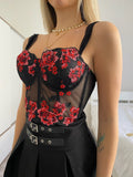 Bustino push up con ricami rosso