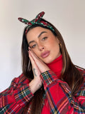 Fascia per capelli scozzese rosso verde