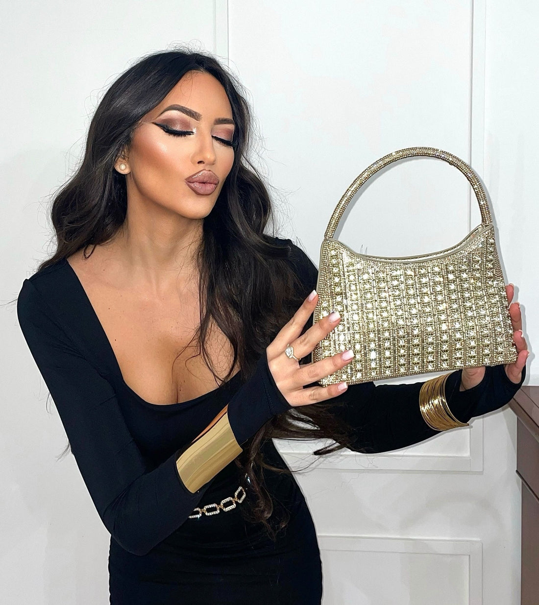 Borsa gold con strass