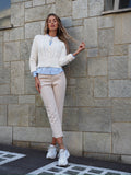 Maglione panna con trecce