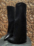 Stivale nero con strass