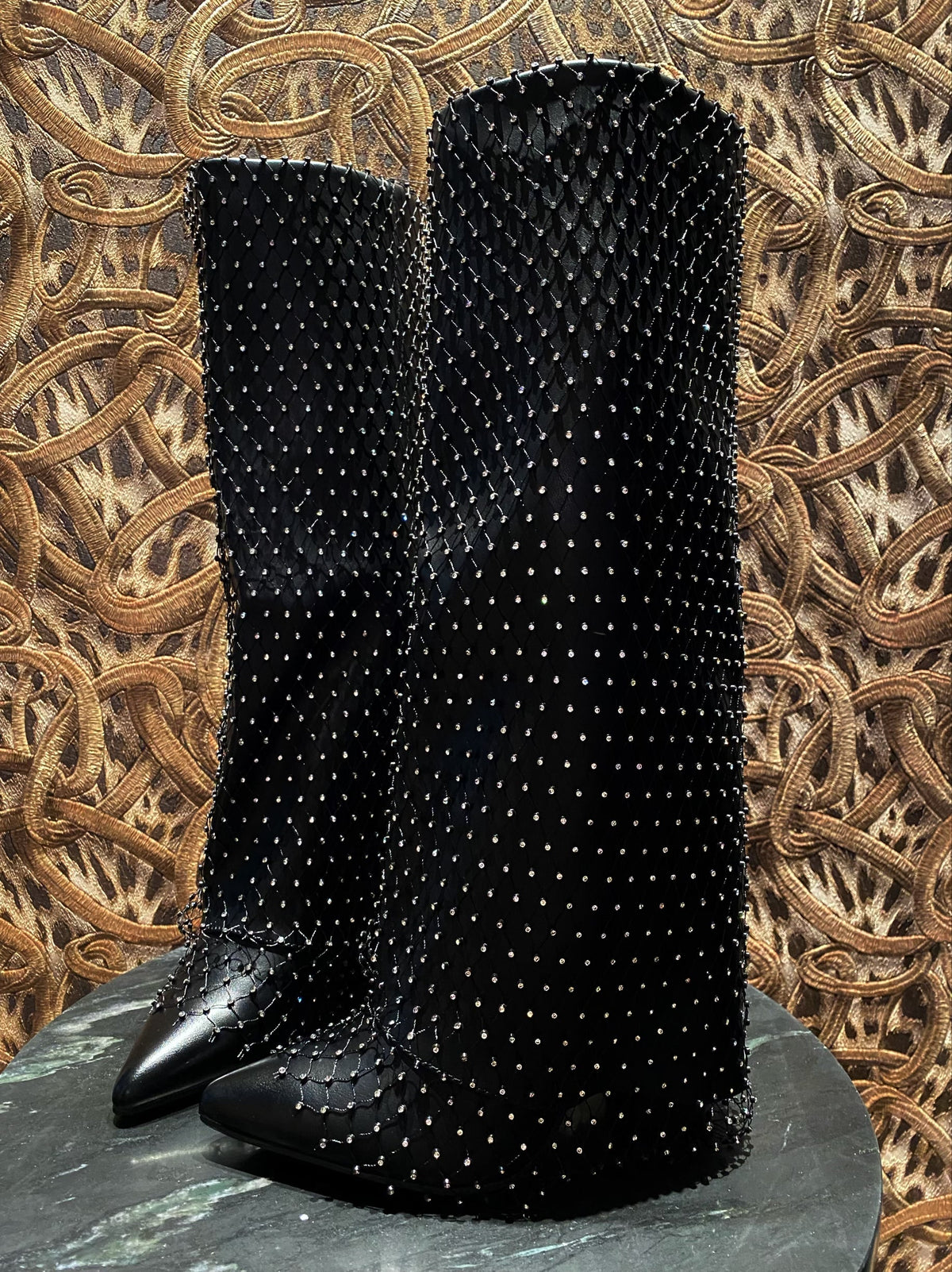 Stivale nero con strass
