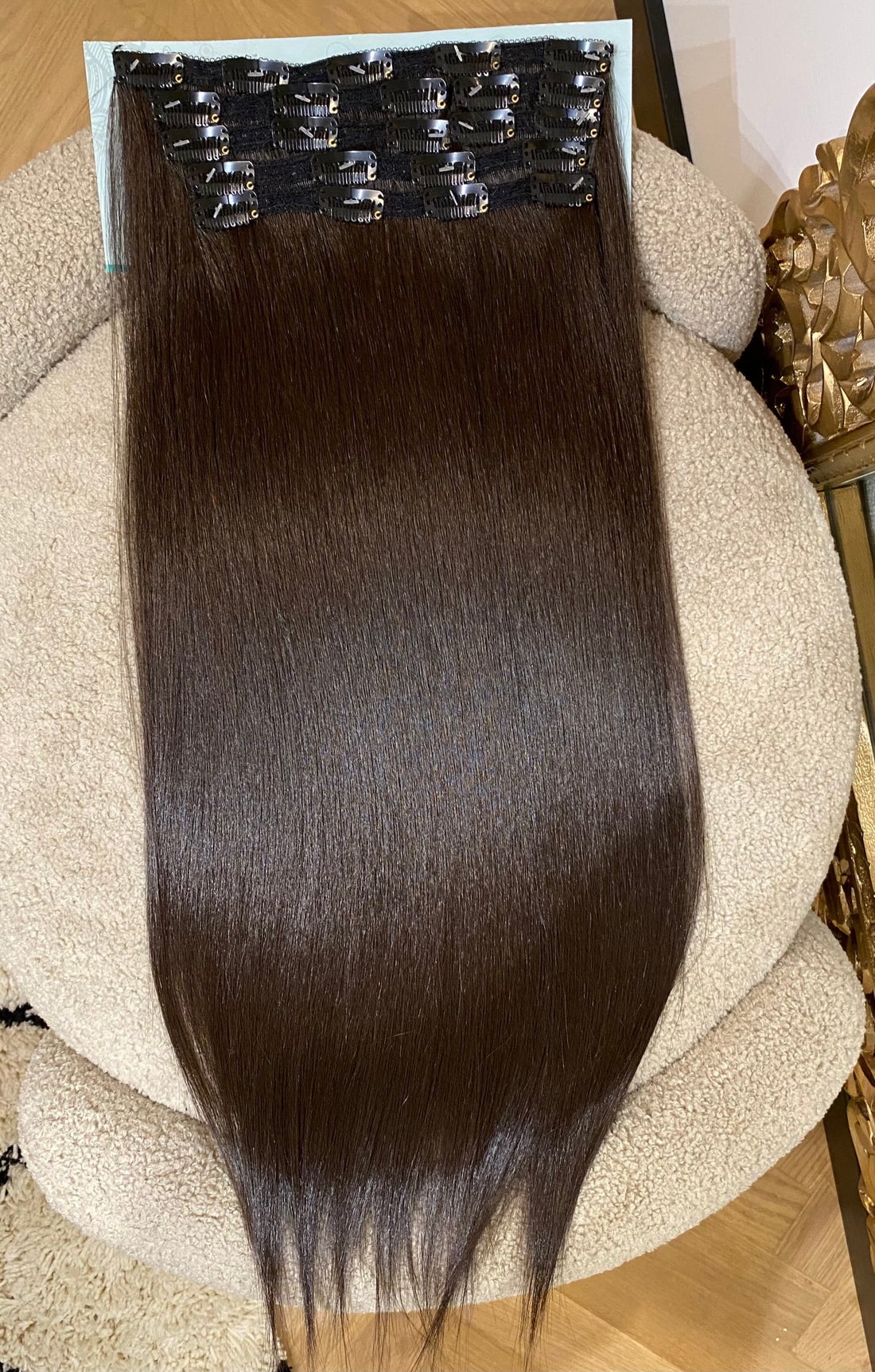 7 fasce liscia con clip castano scuro