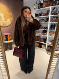 Giacca Pelliccia Elegance bordeaux e marrone